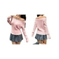 thumbnail image 3 of Suéter de Punto con Hombros Descubiertos, Jersey de Larga, Prenda de Punto Informal, Suéter Moderno Y2k Rosa XL, 3 of 6