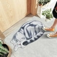 thumbnail image 4 of Lovely Cat Printed Rug, Waterproof Bath Mat, Wipeable Living Room Rug, Washable Bedside Rug, Bedroom Rug, Cat Kitchen Mat, Non-Slip Rubber Mat (Grey) 40×76CM, 4 of 5