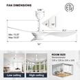 thumbnail image 5 of reiga - Ventilador de techo blanco brillante de 52 pulgadas con luz LED regulable, control remoto, 3 hojas, 6 velocidades, temporizador, certificación ETL, para habitación, sala de estar y patio, 5 of 5
