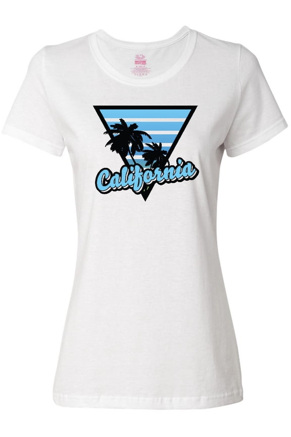 California with Triangle and Palm Trees in Blue Women's T-Shirt