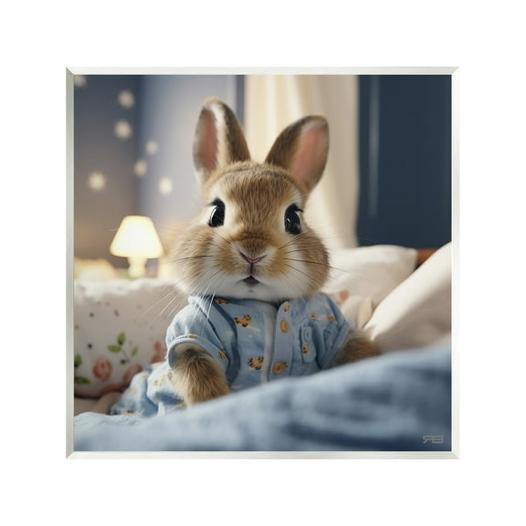 Stupell Industries Bunny in Pajamas Animals & Insects Painting Unframed Art Print Wall Art, 12 x 12