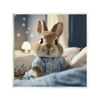 Stupell Industries Bunny in Pajamas Animals & Insects Painting Unframed Art Print Wall Art, 12 x 12