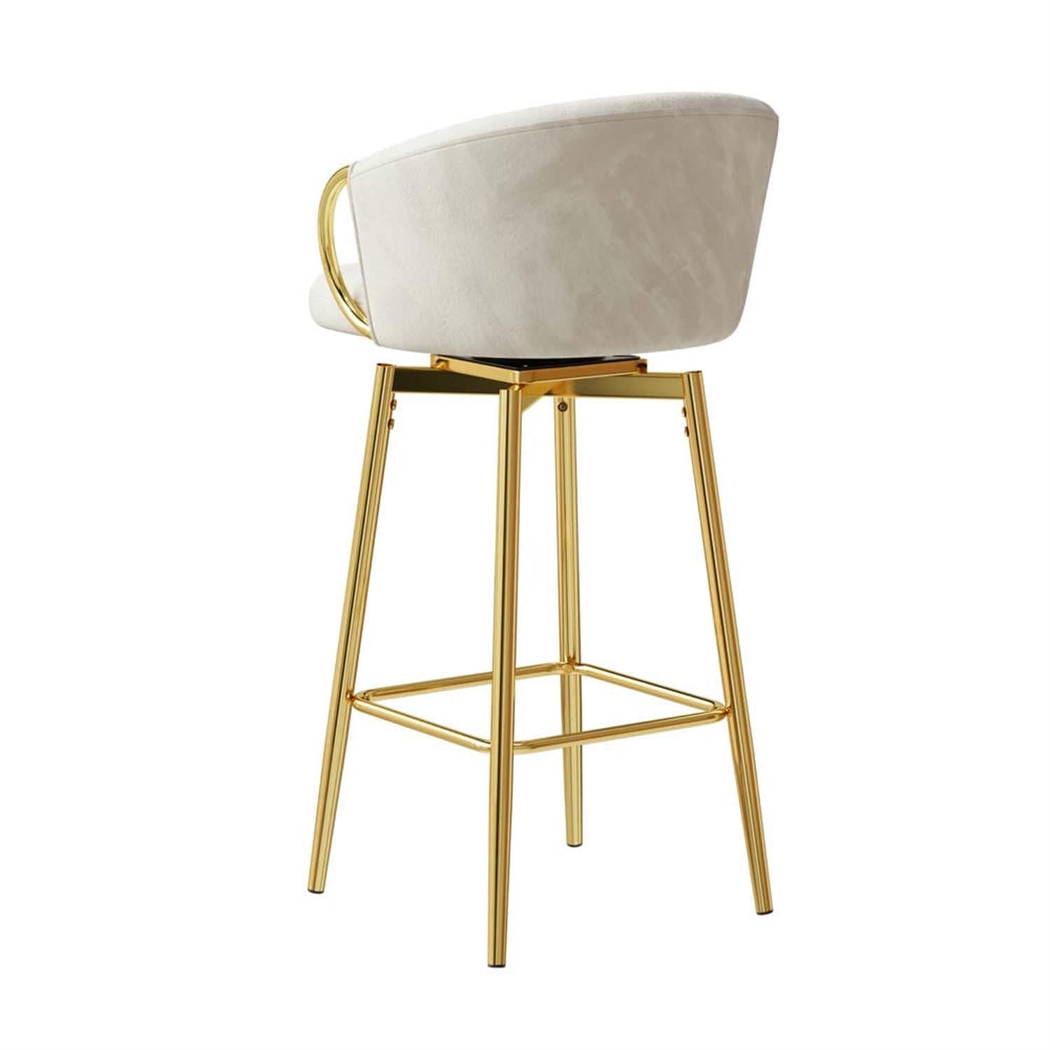 Demi Bonn 37" Counter Height Bar Stools Set of 2, Velvet Swivel Barstools with Back, Kitchen Island Countertop Chairs for Dining Room, Beige