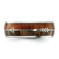 thumbnail image 4 of Auriga Fine Jewelry Stainless Steel Polished with Wood Inlay Arrow 8mm Men's Band Size 13, 4 of 7