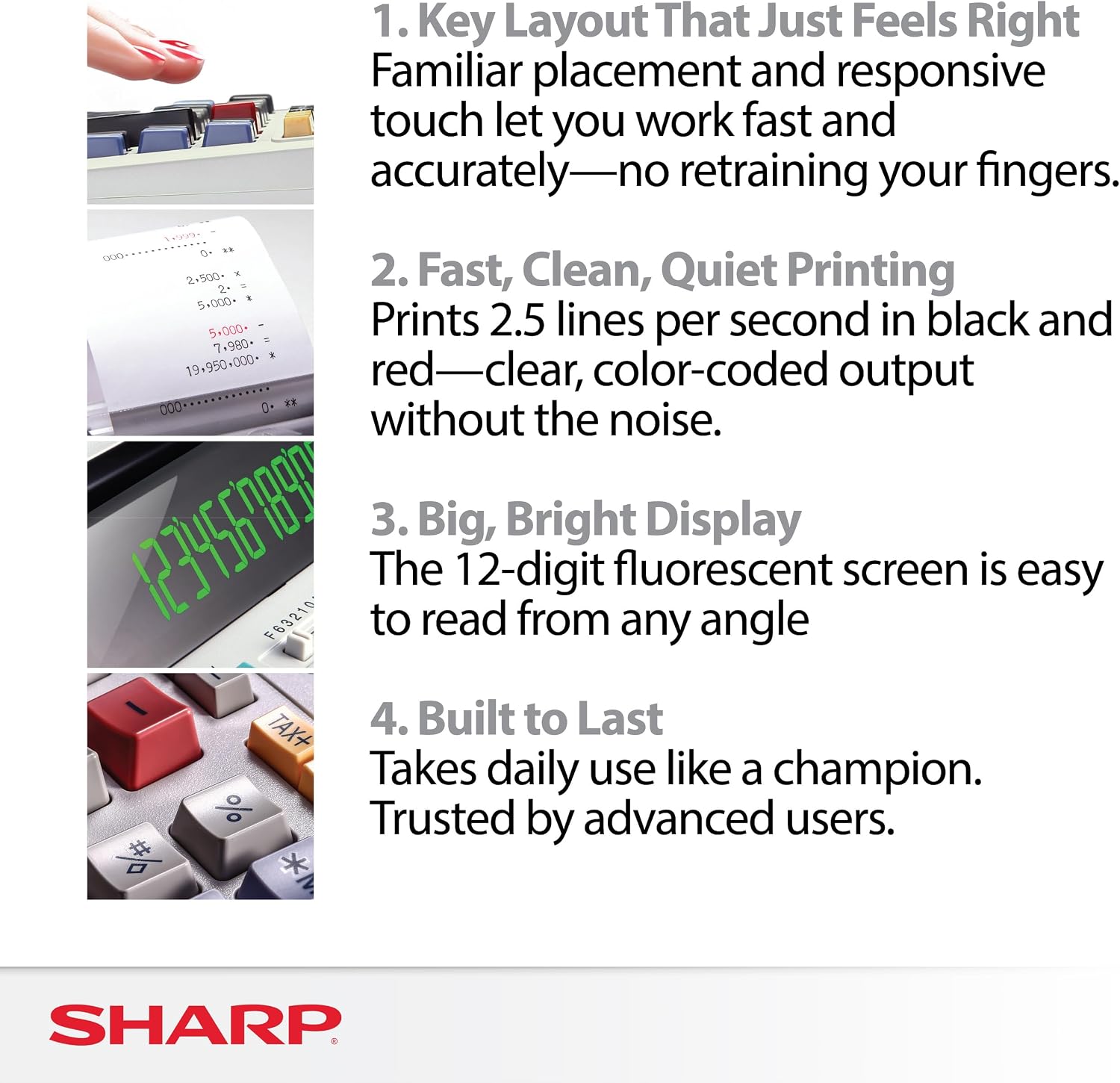 Sharp EL-1801V 12-Digit Printing Calculator, Off-White photo 2