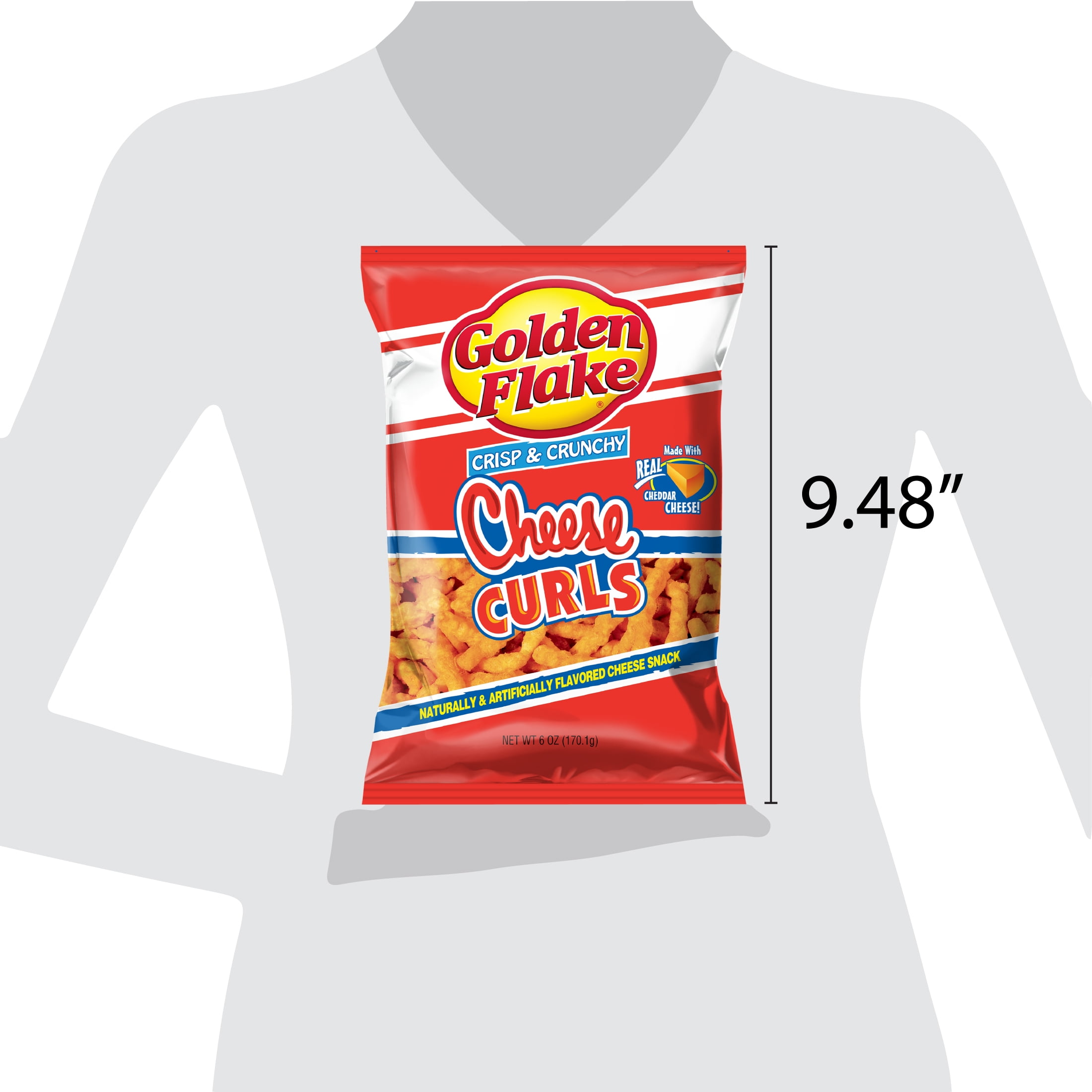 (4 pack) Golden Flake Cheese Crisp & Crunchy Curls, Gluten-Free, 6 oz Bag