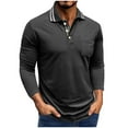 thumbnail image 2 of Fnnxeal Mens Polo Shirts Casual Fall Winter Long Sleeve with Pocket Button Cotton Dark Gray Lightweight Polos Shirts for Men Size 2XL, 2 of 7