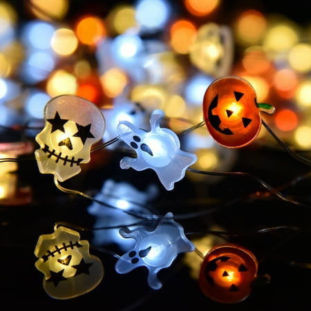 Light Up Jack O Lanterns Halloween LED String Lights, Jack O' Lantern, spook skull Lights String on Flexible Copper Wire 12.5 ft 36LEDs,Decorative Lights for Indoor Outdoor Party Decorations F-233 ()
