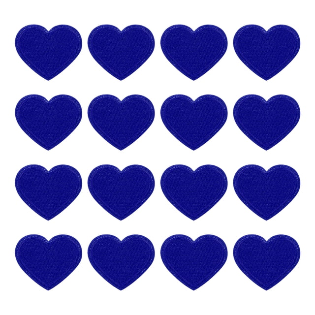 Uxcell 16Pack Parches de Corazón para Planchar, Parches Bordados de Corazón, 40mm Azul Oscuro
