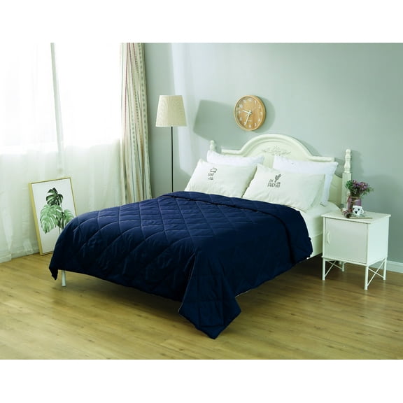 St. James Home Soft Cover Nano Feather Filled Blanket, Full/Queen, Navy