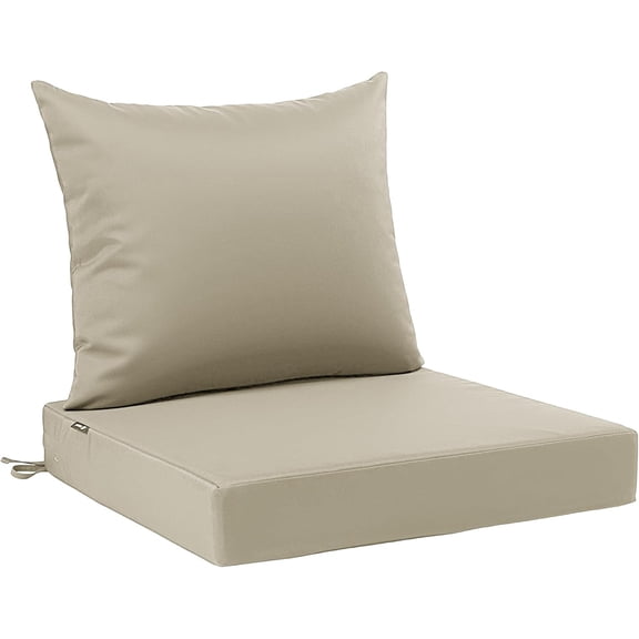 Outdoor Seat Cushion Set 24x24 Inch Water-Resistant & Fade-Resistant Patio Chair Cushions with Removable Cover Deep Seat & Back Cushions with Tie Straps for Sofa