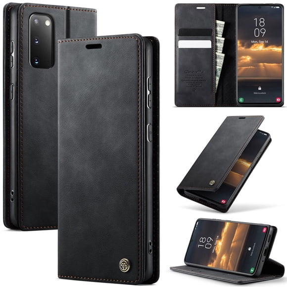 CaseMe Calf Leather Lining Microfibre Wallet Case for Samsung Galaxy S20 5G 6.2-inch with RFID Blocking,Magnetic Closure,Card Slots,Cash Slot,Kickstand,Shockproof Flip Folio Protective Phone Case