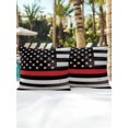 thumbnail image 6 of Outdoor Pillows Waterproof, Red American Flag Bedding Throw Pillows with Insert for Couch Sofa Bed, Black White Stripe US Flag Retro Wooden 16x16 Inch Pillowcases Decorative Patio Pillow Set of 2, 6 of 8