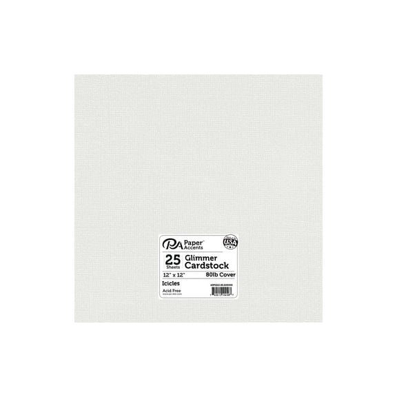 Paper Accents Glimmer Cardstock 12"x 12" 80lb 25pc Icicles