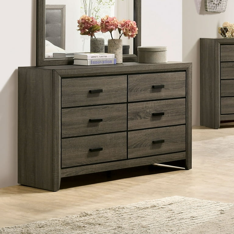 Furniture of America Jaq Cottage Wood 6-Drawer Dresser - Gray - Walmart.com