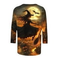 thumbnail image 5 of Xdegoge Halloween 3/4 Sleeve Tops for Women Witch Printed Graphic Tee Shirts Funny Holiday Tops Going Out Outfits Dressy Casual Tunic Blouses, 5 of 5