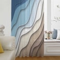 thumbnail image 6 of Navy Blue Brown Ombre Sheer Curtains 45 Inches Long, Modern Geometric Abstract Cream Light Filering Curtains, Breathable Simi Curtain Privacy Drapes for Kitchen Bathroom Small Window Treatment, 6 of 9
