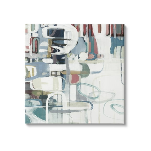 Stupell Industries Asymmetrical Abstract Forms Abstract Painting Gallery Wrapped Canvas Art Print Wall Art, 17 x 17