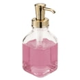 thumbnail image 6 of mDesign Square Glass Refillable Soap Dispenser Pump, 2 Pack - Clear/Soft Brass, 6 of 7