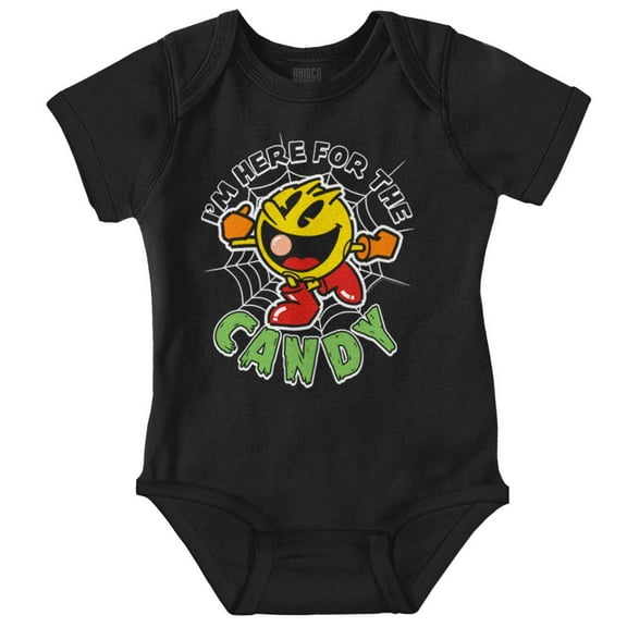 PACMAN Halloween Here For the Candy Romper Boys or Girls Infant Baby Brisco Brands NB