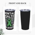 thumbnail image 4 of En mayo vestimos de verde Mes de concientización sobre la salud mental Taza de viaje de café de acero inoxidable con aislamiento de 20 oz con pajita Taza térmica portátil blanca, 4 of 7