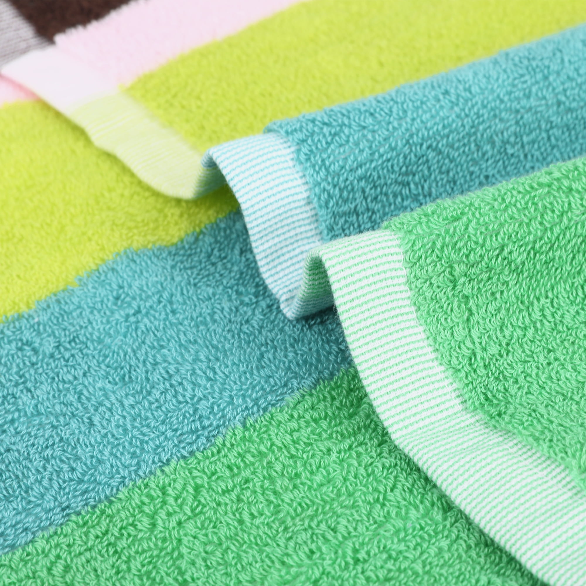 Unique Bargains Striped Hand Towels Absorbent Soft Towel for Kitchen Green Blue 4-Piece