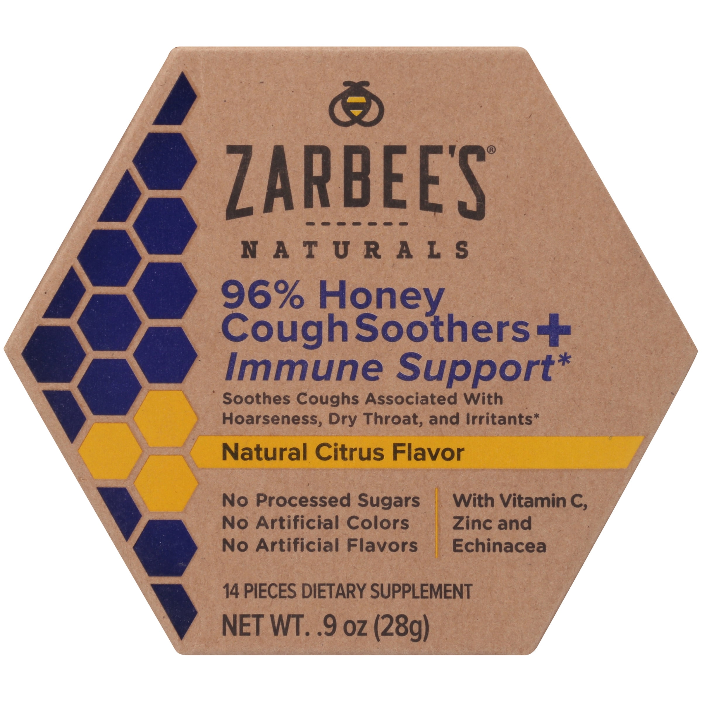 Zarbee’s Naturals 96% Honey Cough Soothers + Immune Support, Natural