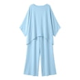 thumbnail image 4 of Gamivast Two Piece Outfits Womens Linen Boat Neck Batwing Oversized Linen Tops and High Waisted Wide Leg Flowy Linen Pants Breathable Skin Friendly Summer Beach Tropical Holiday Summer Suit, 4 of 5