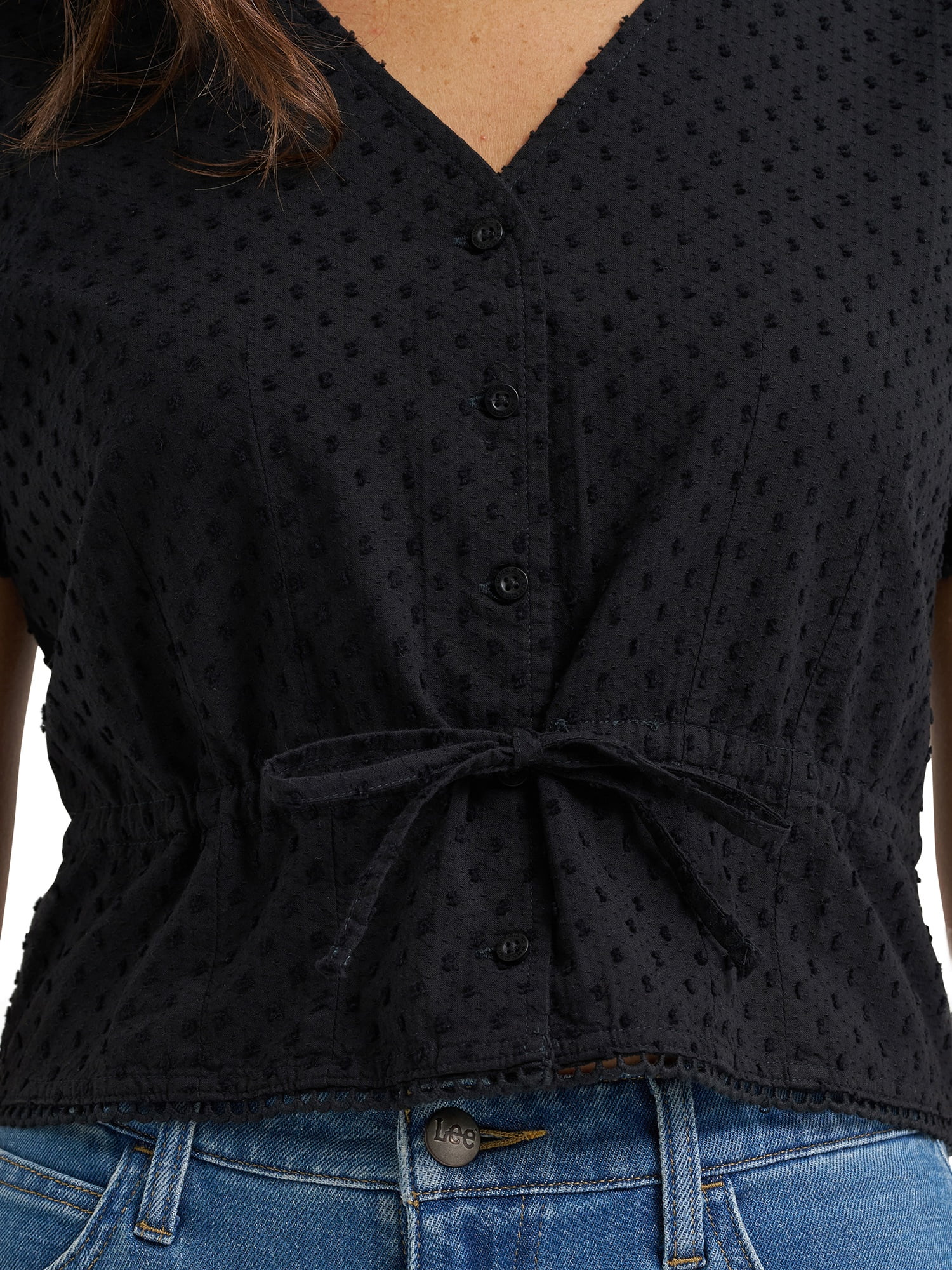 Lee® Women's and Plus Button Front Tie Top, Sizes S-4XL
