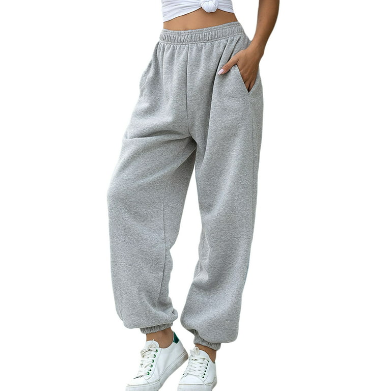 Women Fleece Sweatpants High Waist Jogger Pants Autumn Winter Sporty  Athletic Workout Lounge Trousers with Pockets