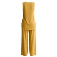 thumbnail image 7 of Lpmadey Women's 2-Piece Cotton Linen Sets, Sleeveless Crewneck Tank Top with Asymmetrical Hem and Drawstring Wide Leg Pants, Summer Casual Vacation Matching Outfit, 7 of 7