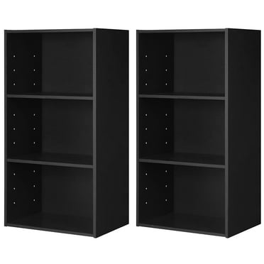 Gymax 2 PCS 3 Tier Open Shelf Bookcase Multi-functional Storage Display Cabinet Black