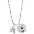 thumbnail image 1 of Delight Jewelry Silvertone 3-D Fortune Cookie Silvertone Script Initial Disc - J - Charm Necklace, 20"+3", 1 of 4