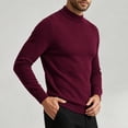 thumbnail image 6 of Zylanna Men Mock Neck Sweater, Soft Solid Color Long Sleeve Warm Pullover Knit Jumper for Daily Wear Wine, 6 of 8