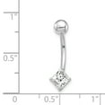 thumbnail image 2 of 10k White Gold 5mm Square Cubic Zirconia Cz Belly Button Rings Screw Navel Bars Body Piercing Naval, 2 of 6