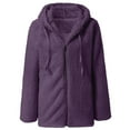 thumbnail image 5 of felwors Jacket Women 2025 Plus Size Long Sleeve Down Coat Casual Fuzzy Fall Winter Cardigan Sweaters Outerwear Purple, XXXL, 5 of 6