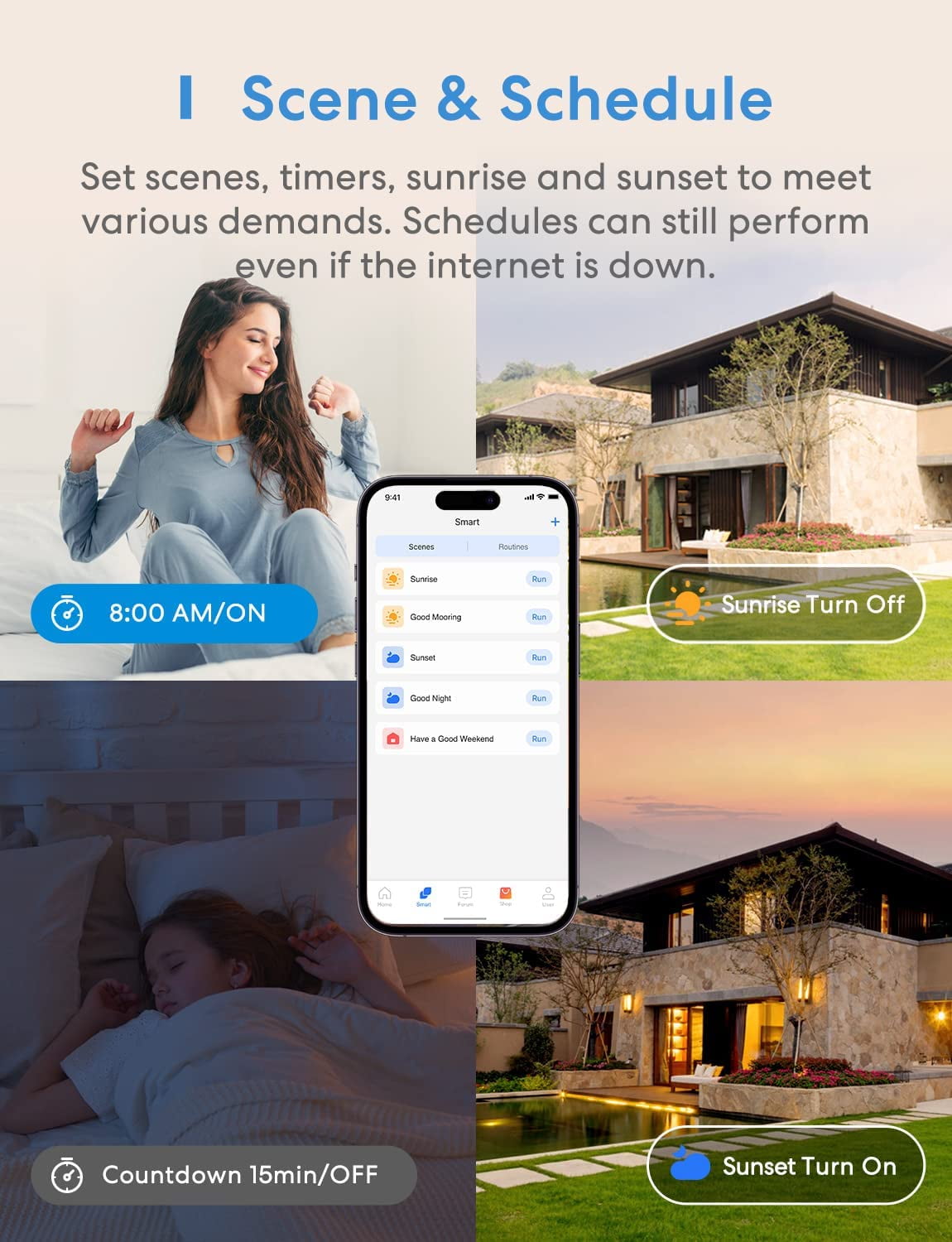 meross Enchufe inteligente dual WiFi, toma inteligente 2 en 1 de 15 A,  compatible con Apple HomeKit, Siri, Alexa, Echo, Google Home y SmartThings