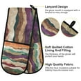 thumbnail image 2 of Yayeee Double Oven Mitt Kitchen Heat Resistant Baking 35" x7" Quilted Glove, Artistic Desert Waves, 2 of 6