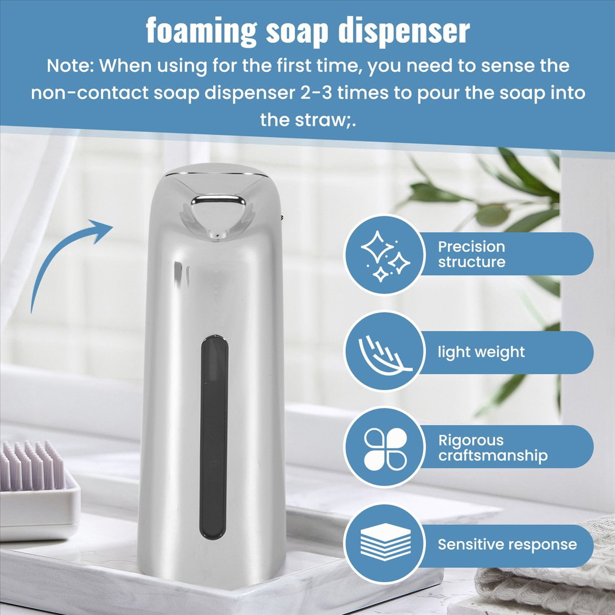 Automatic Soap Dispenser Touchless 400Ml,Automatic Sensor Soap Dispenser,Dish Soap Dispenser for Kitchen Bathroom Hotel