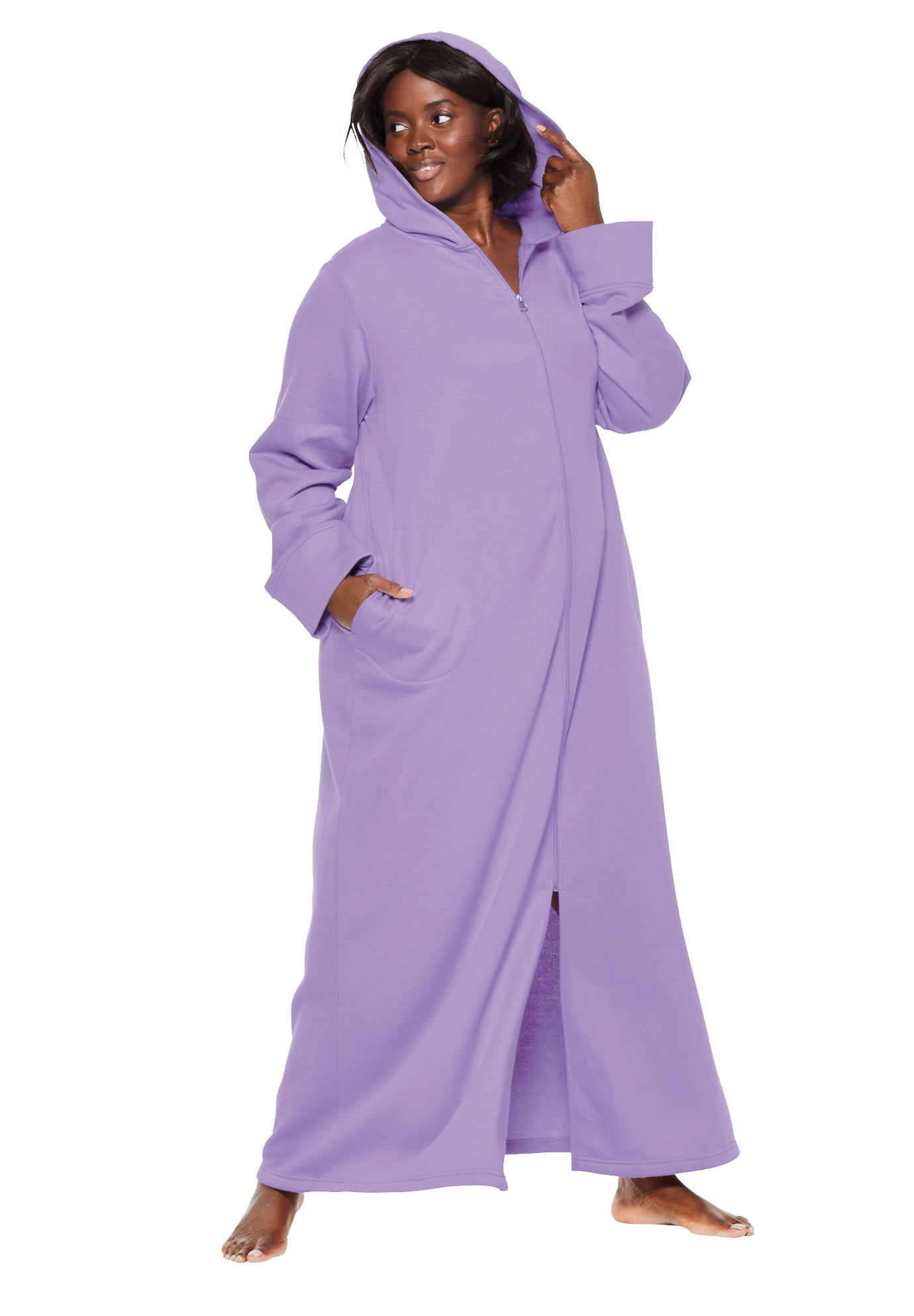 Dreams & Co. Dreams & Co. Plus Size Hooded Fleece Robe
