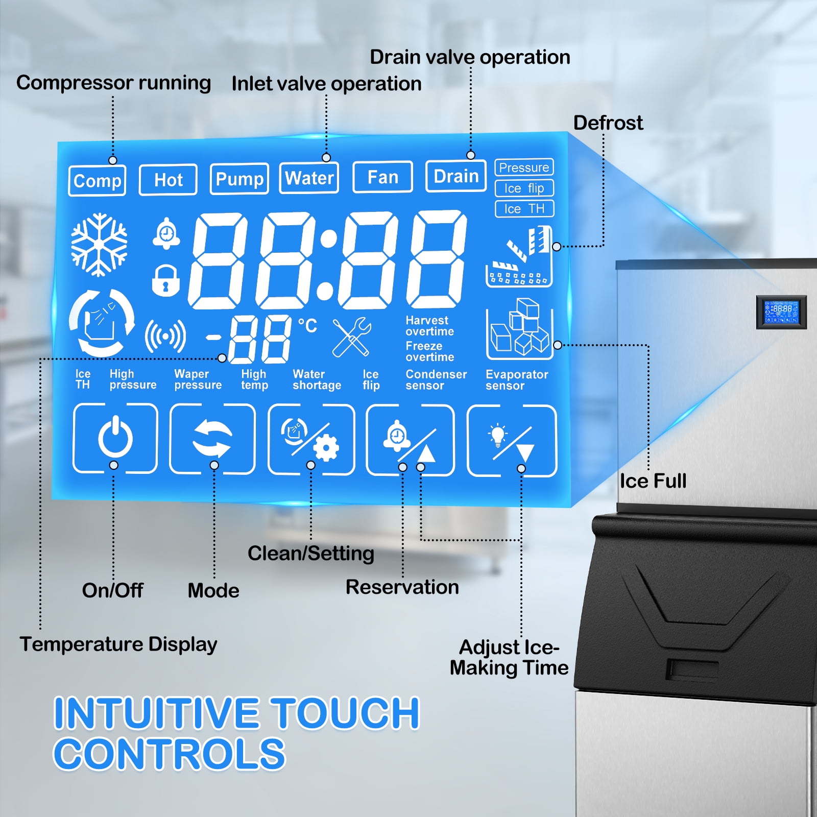 TITTLA 420Lbs/24H Commercial Ice Maker Machine,300 Lbs Storage,156 Ice Cubes in 12-15 Mins,Stainless Steel Ice Maker for Restaurant Bar Cafe Commercial Use