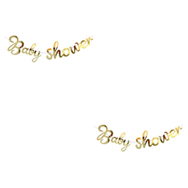 Guardoinrt Good Demonstrating Effect And Stand-out Shower Banner Metal Luster Home Gold babyshower 2Set