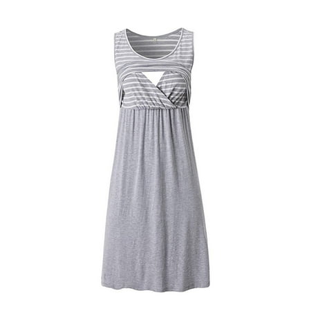 - Jchiup Women's Maternity Sleeveless Scoop Neck Nursing Breastfeeding Tank Dress