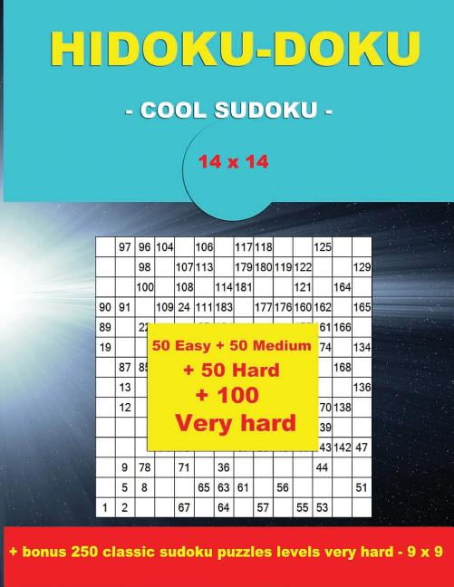 HidokuDoku Cool Sudoku 14x14 50 Easy + 50 Medium + 50 Hard + 100