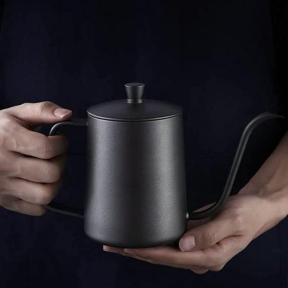 Kettle, Drip Kettle Gooseneck Tea Kettle easy to clean Tea Kettle, Tea Kettle Stainless Steel for Home Drip Ichiias Camping(350ml Teflon black)