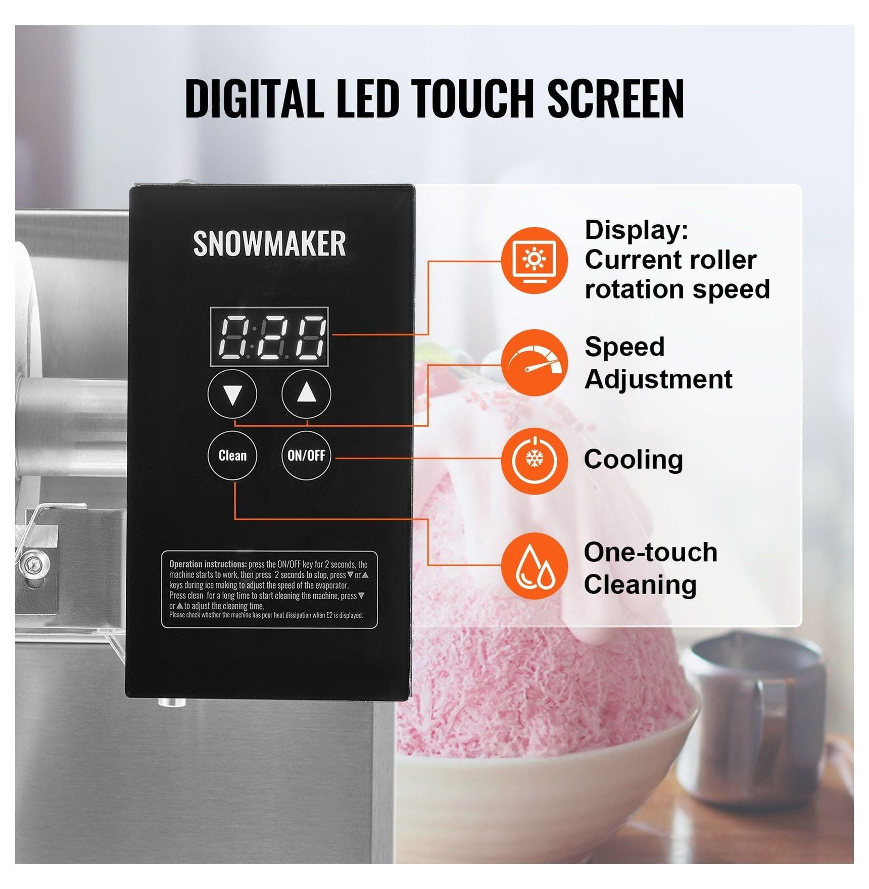 Commercial Ice Machine 385LBS/24H Snowflake Ice Maker Liquid Cooled Stainless Steel for Ice Cream Milkshakes Smoothie Shops