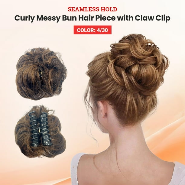 Claw Clip Ponytail Hair Extensions Synthetic Wavy Curly Messy Bun Amazon.com : messy bun hair piece Synthetic Chignon Claw  main image 2