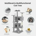 thumbnail image 5 of edx 54'' Cat Tree Tower for Indoor Cats, Multi-Level Pet Furniture with Sisal Scratching Post, Large Condo, Climbing Ladder, Kitten Toy, Light Gray, 5 of 8