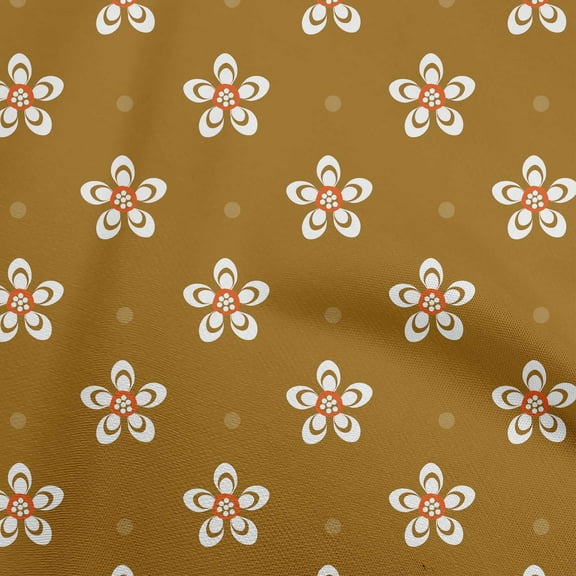 oneOone Polyester Spandex White Fabric Florals Sewing Material Print Fabric By The Yard 56 Inch Wide