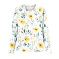 thumbnail image 4 of Women's Long Sleeve Tops 2026 Spring Trendy Floral Printed Tees Shirts Ladies Dressy Blouses Casual Loose Clothing, 4 of 4